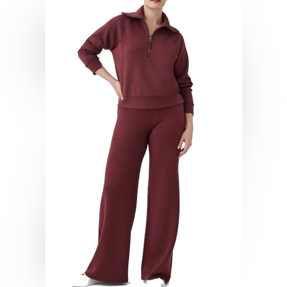Spanx Air Essentials half zip and wide leg pant in spice